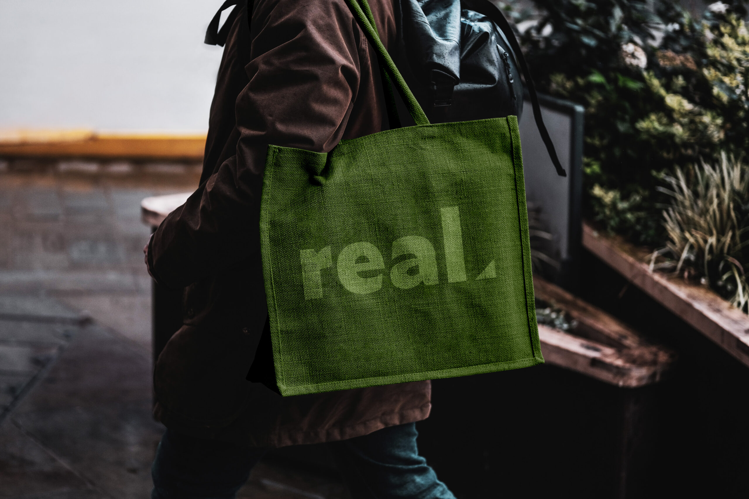 man carrying eco friendly bag.